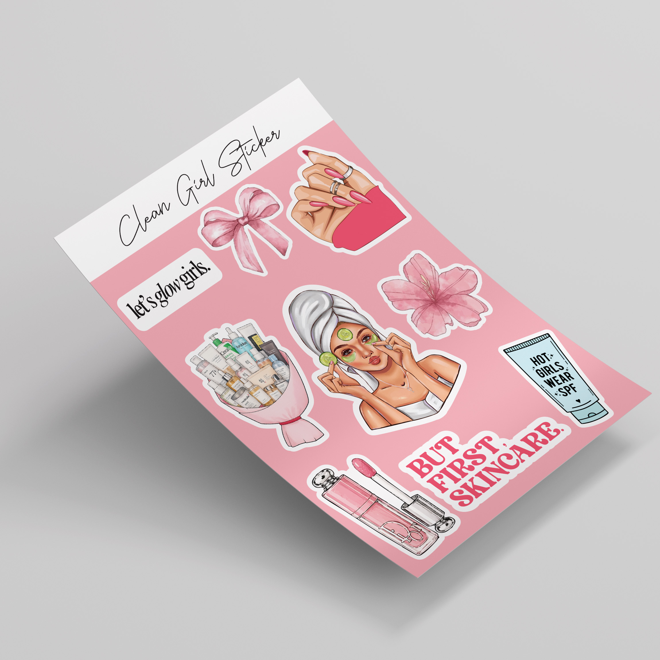 پک استیکر 9 تایی مدل Clean Girl کد S566