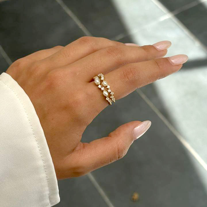 انگشتر مرواریدی گلد کد R159