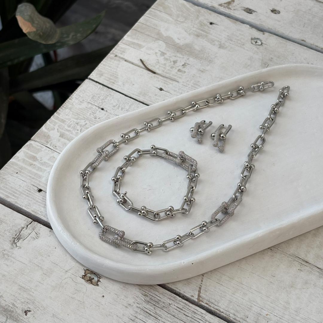 ست گردنبند گوشواره دستبند طرح تیفانی کد S145